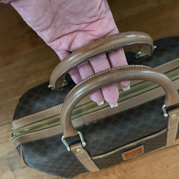 Celine Macadam Boston Triomphe coated canvas and leather handbag. - Picture 5 of 12